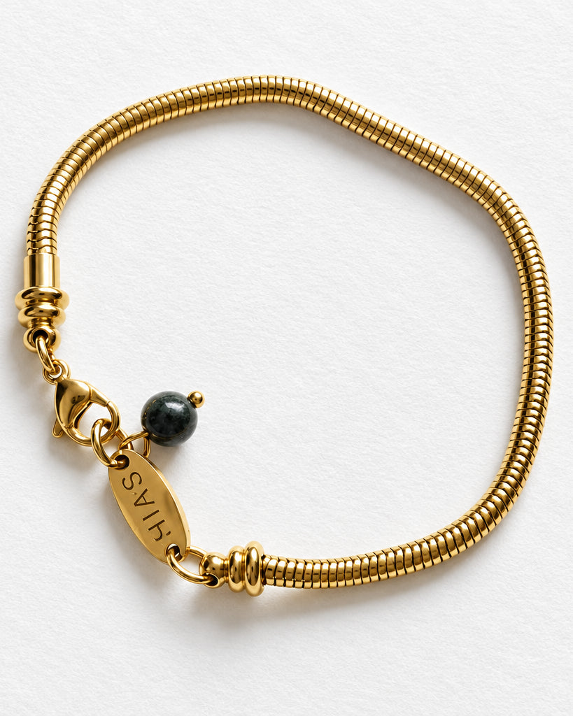 Snake Chain Bracelet with Jadeite | Gold