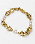 Luxe Pearl Round Chain Bracelet | Gold