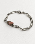 Rhodonite Paperclip Chain Bracelet | Silver