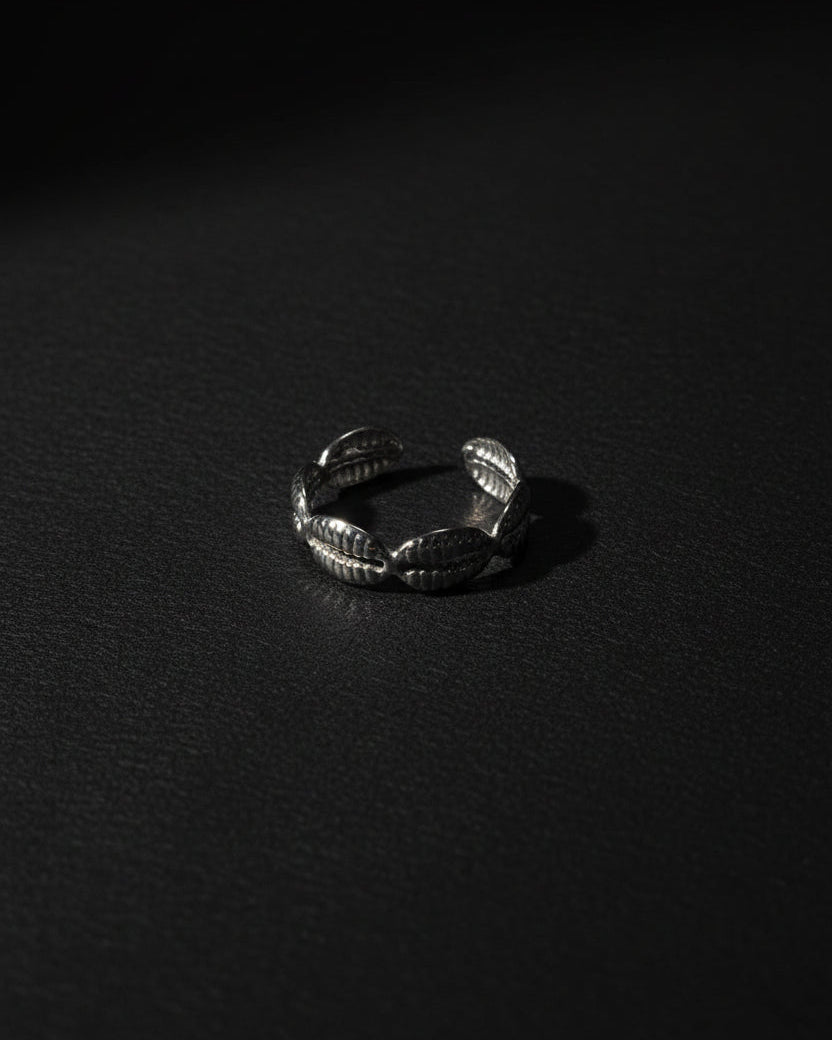 Bean Linked Adjustable Ring | Silver