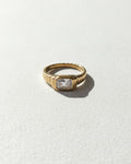 Rectangle Spiral White Signet Ring | Gold