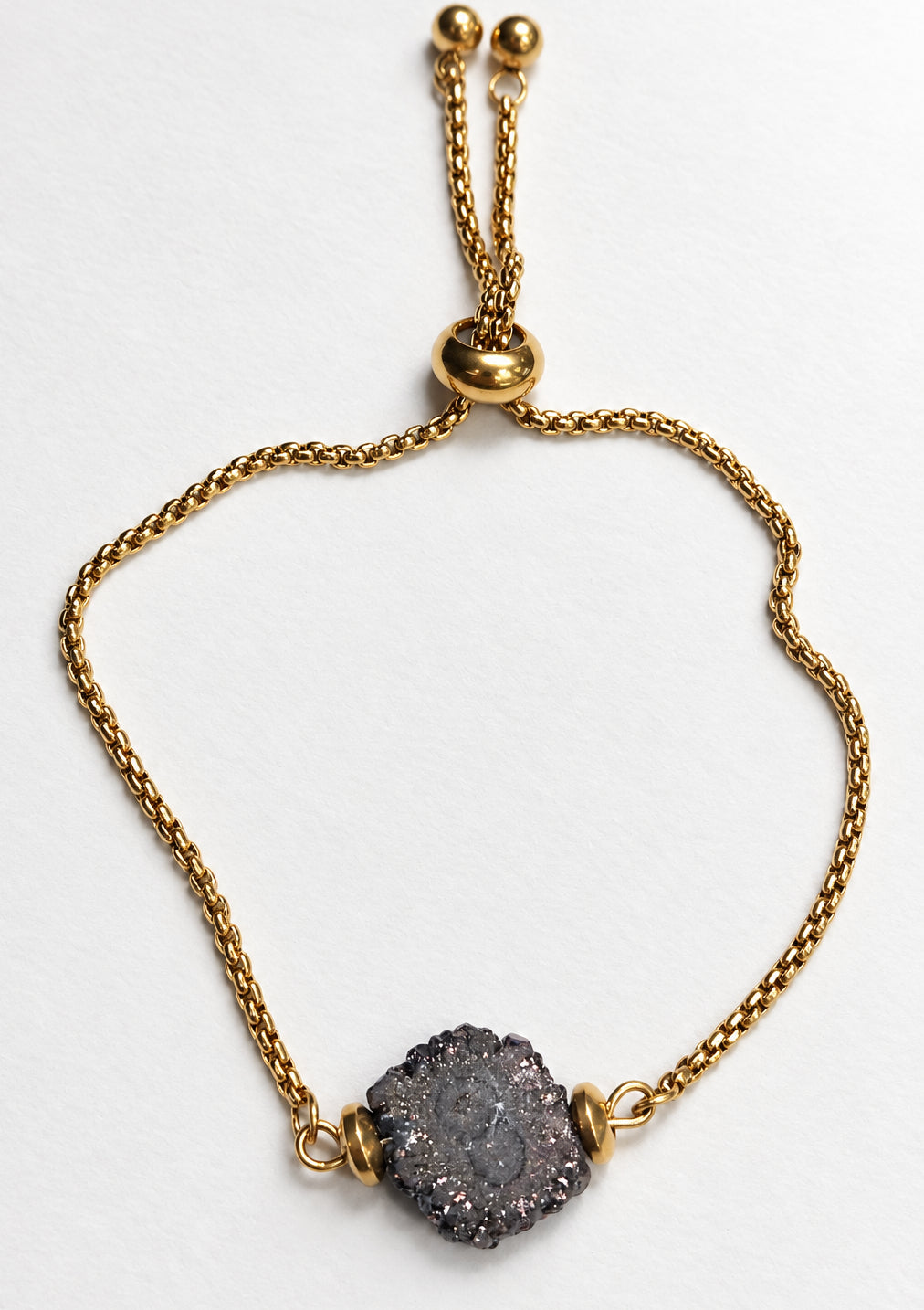 Raw Quartz Coffee Slide Bracelet | Gold