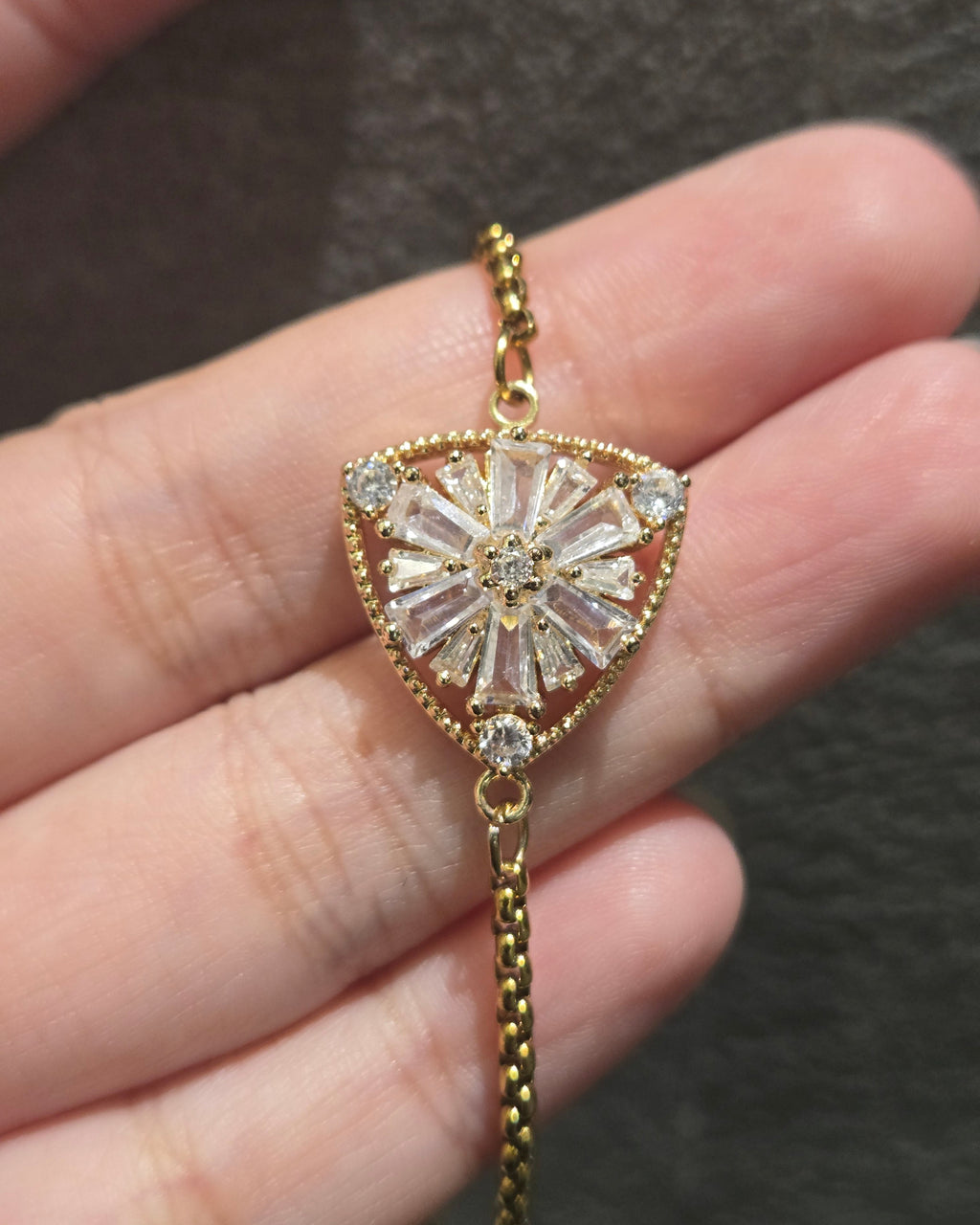 Triangle Pave Zircon Slide Bracelet | Gold