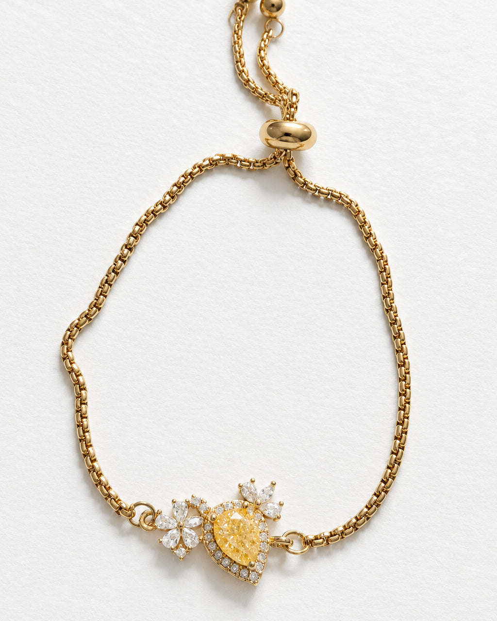 Yellow Zircon Teardrop Slide Bracelet | Gold