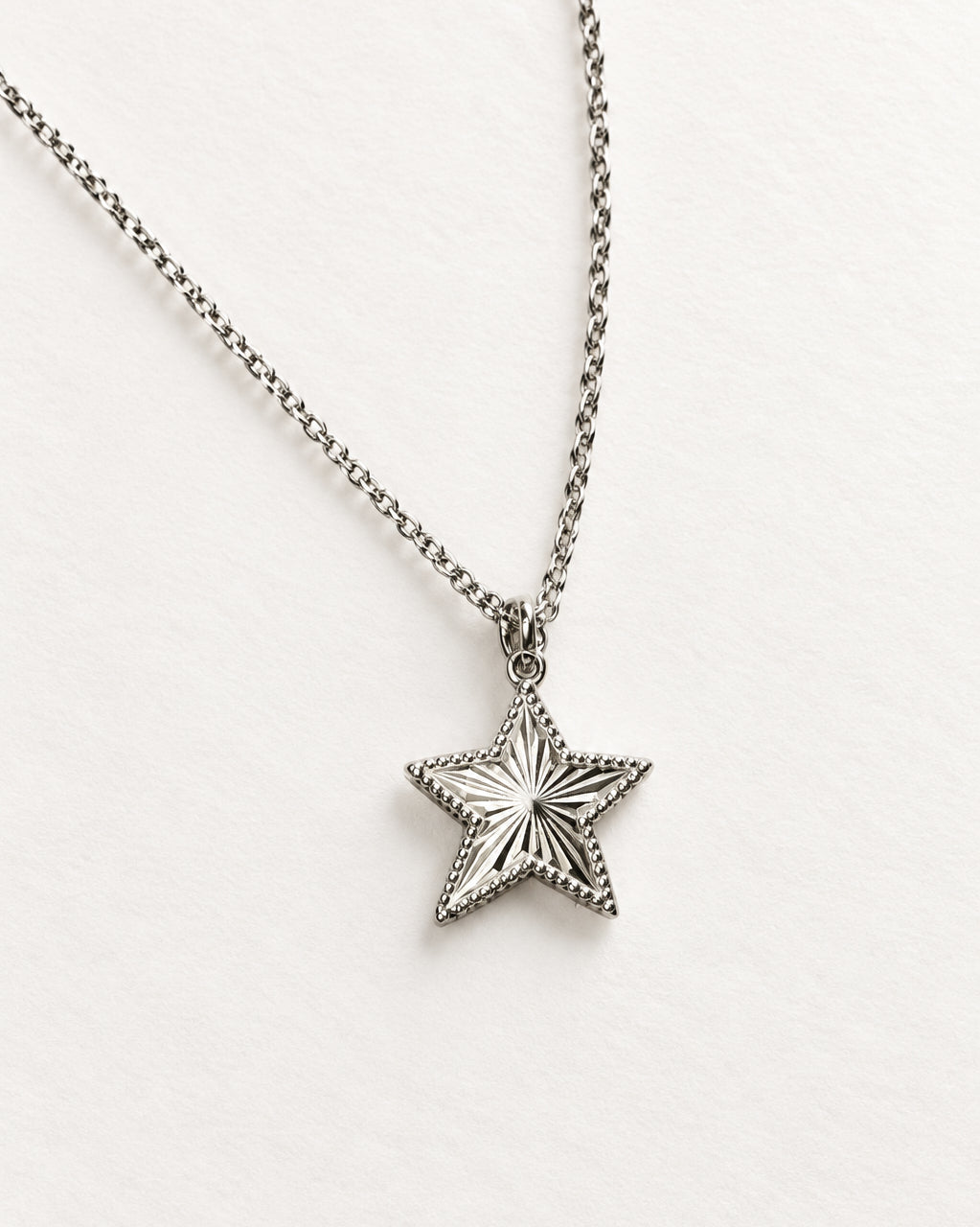 Lined Star Necklace | Silver
