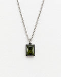 Embun Olive Rectangle Zircon Necklace | Silver