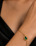 Dainty Zircon Green Slide Bracelet | Gold