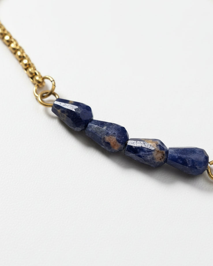 Teardrop Bar Sodalite Slide Bracelet | Gold