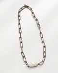 Elongated Pearl Paperclip Necklace | Silver