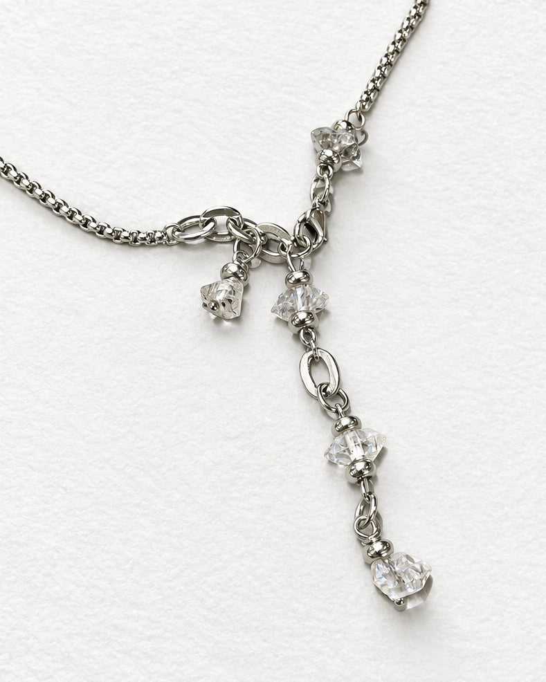 Herkimer Diamond Lariat Necklace | Silver