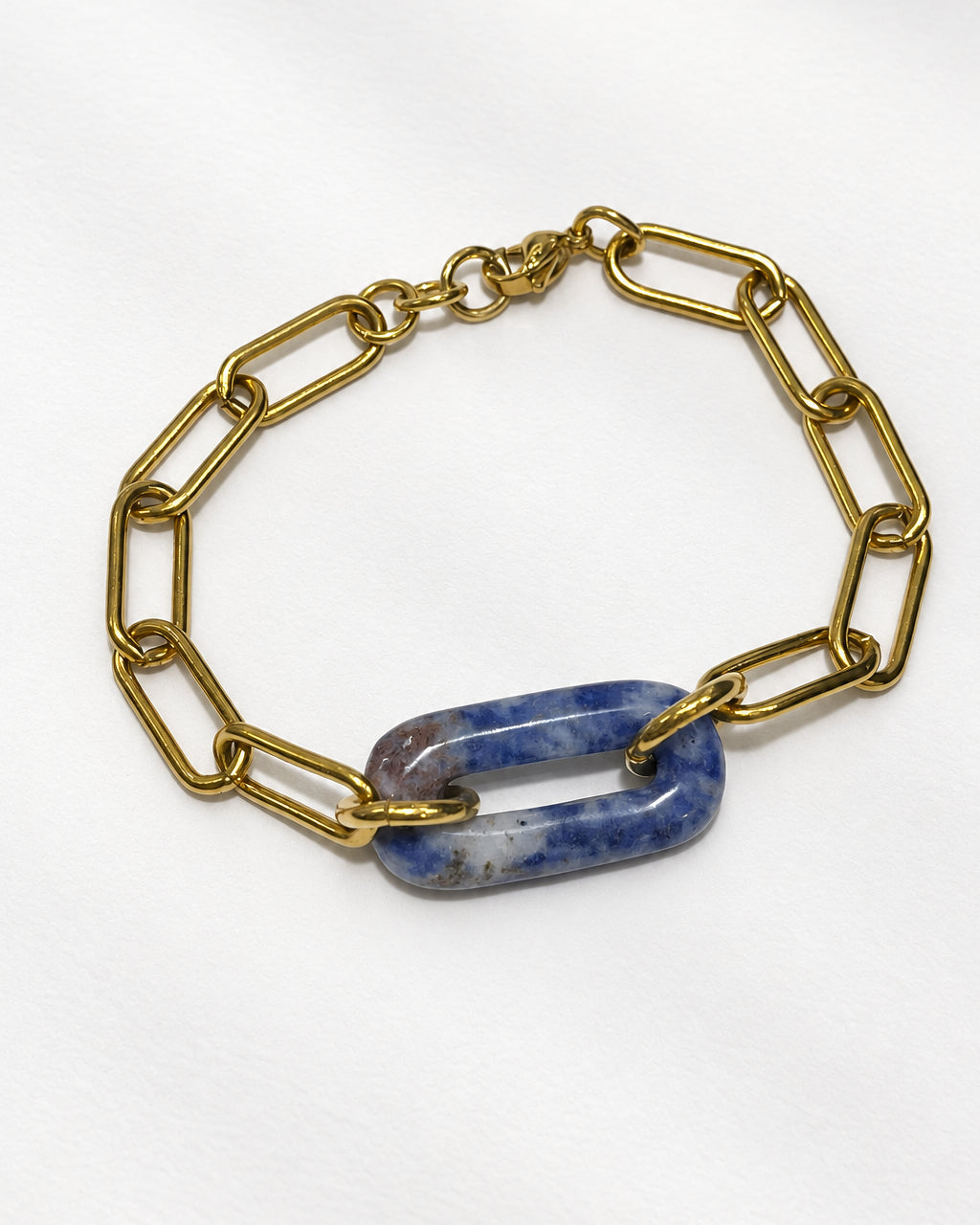 Sodalite Oval Link Bracelet | Gold
