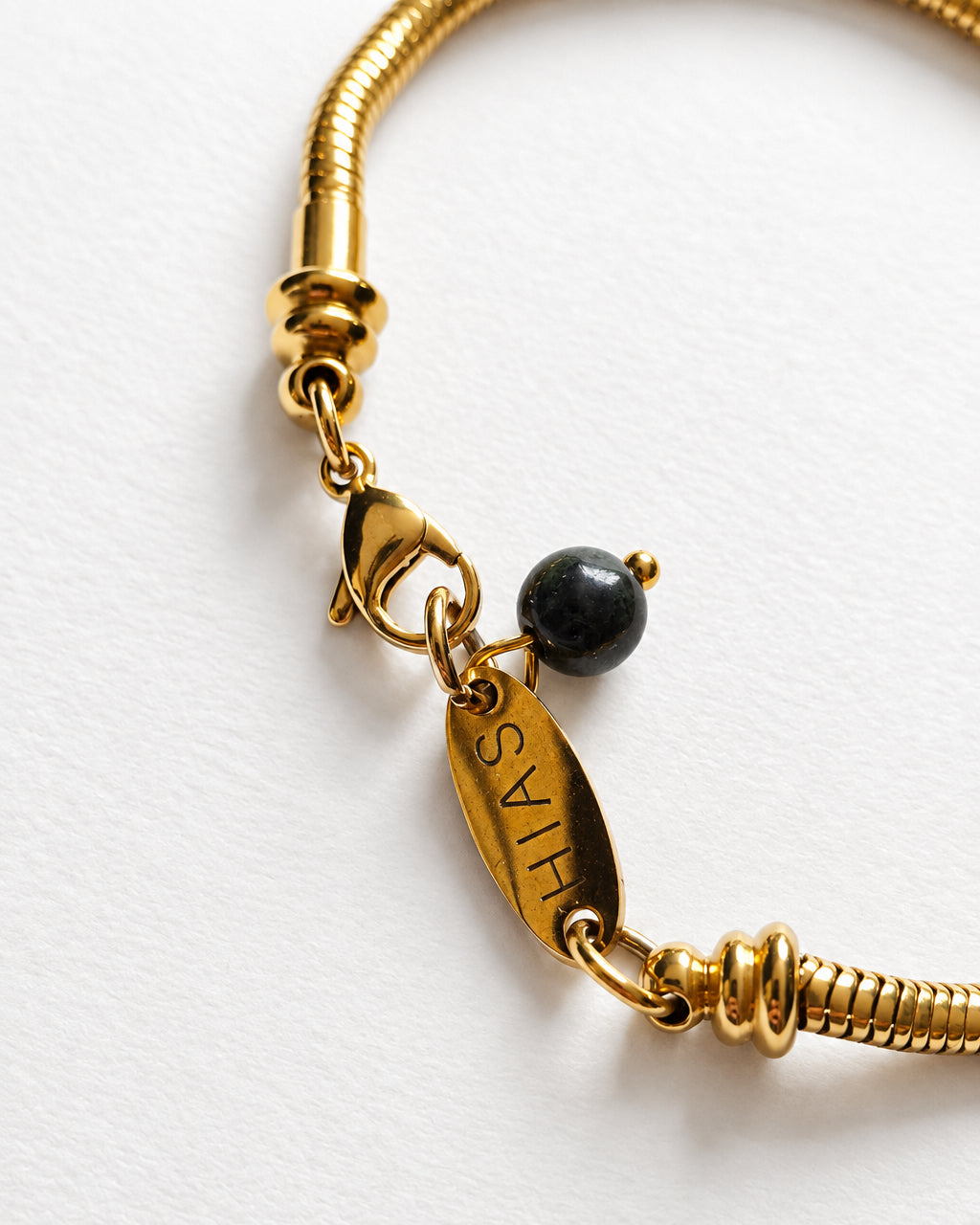 Snake Chain Bracelet with Jadeite | Gold