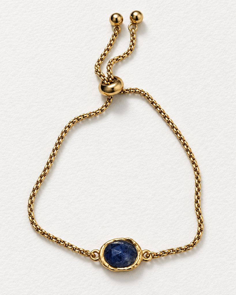 Pesona Oval Sodalite Slide Bracelet | Gold