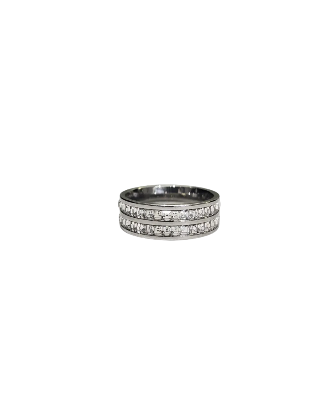 Double Layer Zircon Ring | Silver
