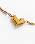 Solid Heart Link Slide Bracelet | Gold
