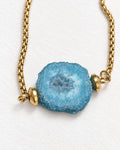 Raw Quartz Turquoise Slide Bracelet | Gold
