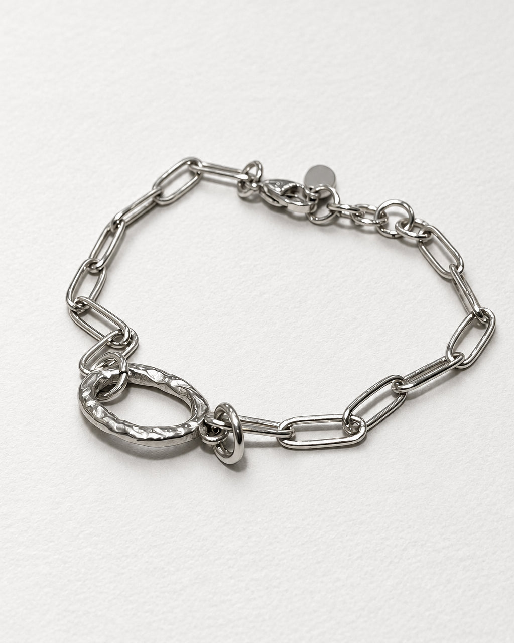 Textured Oval Plain Bracelet | Silver