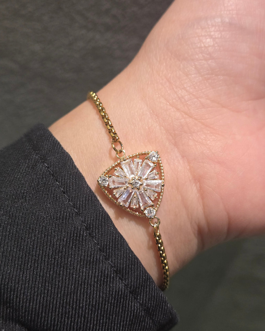 Triangle Pave Zircon Slide Bracelet | Gold
