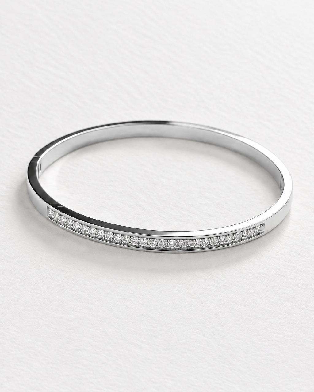 Lined Zircon Bangle | Silver