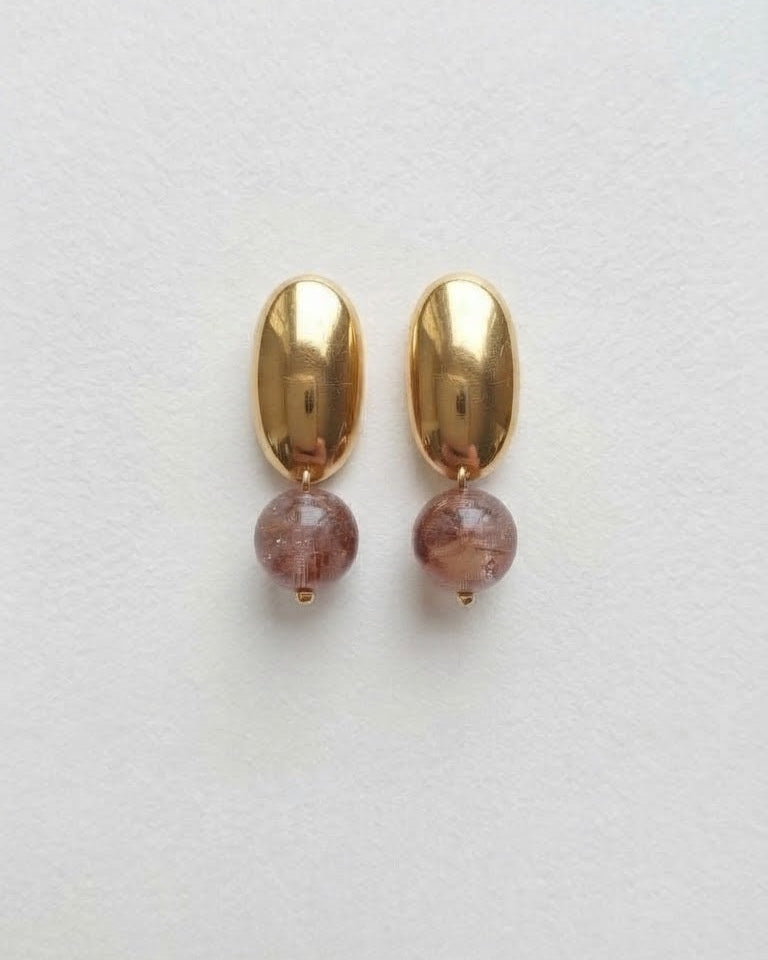 Copper Rutile Mirror Stud Earring | Gold