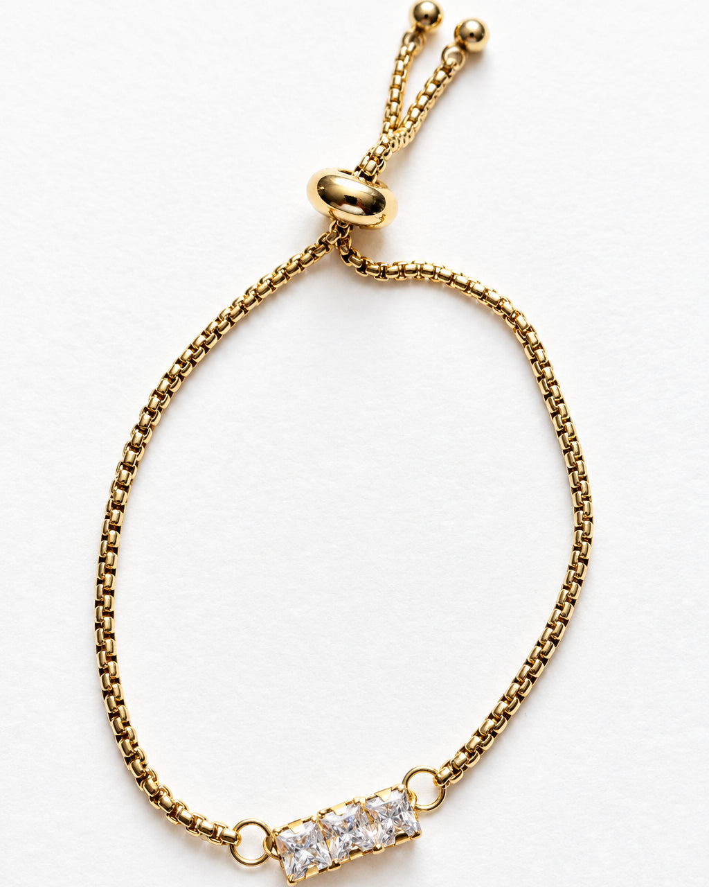 Embun Square Trio Slide Bracelet | Gold