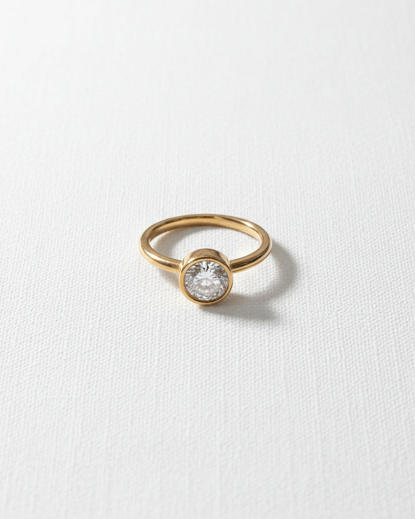 Embun Round Zircon Ring | Gold