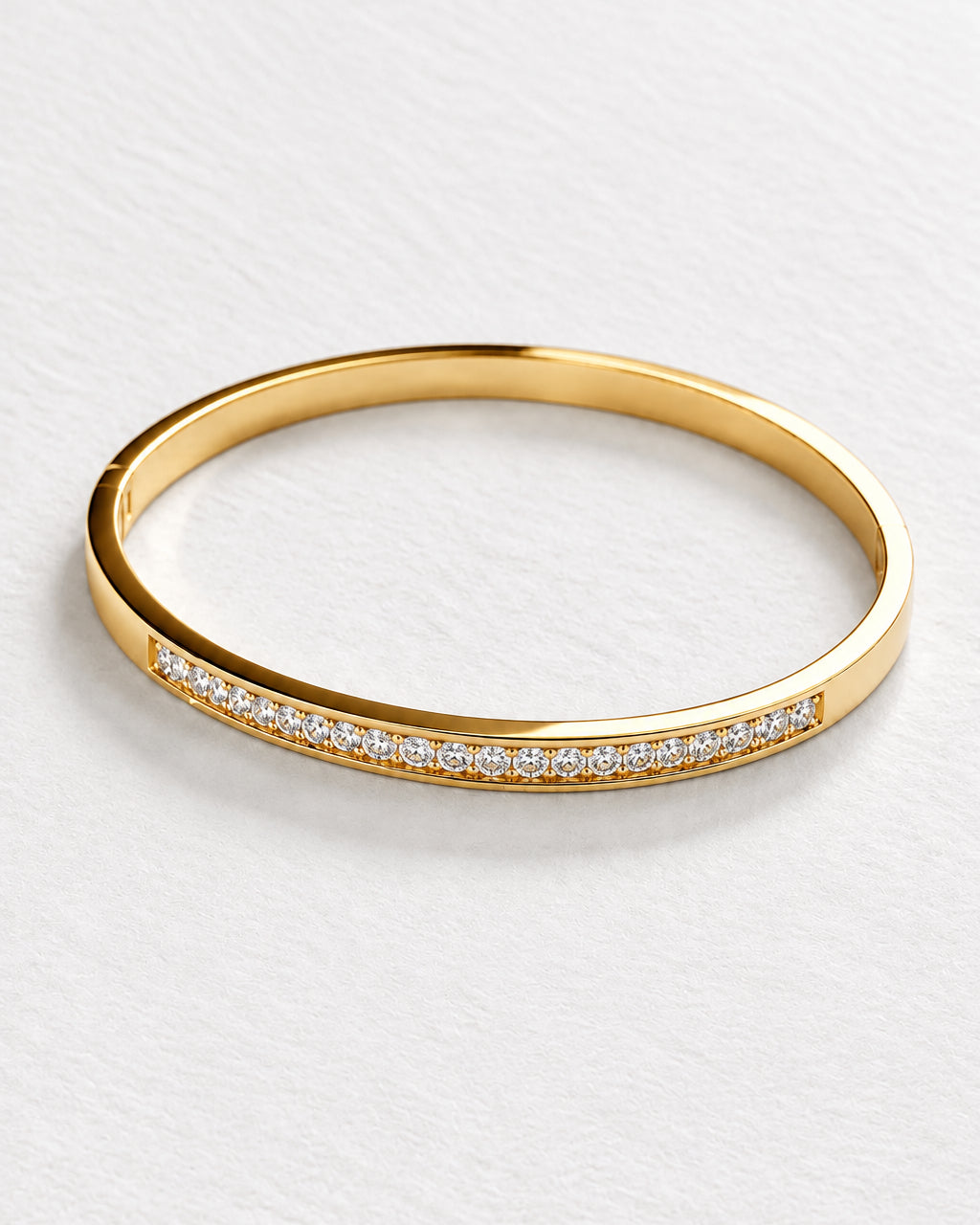 Lined Zircon Bangle | Gold