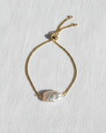Pink Elongated Freshwater Pearl Slide Bracelet | Gold