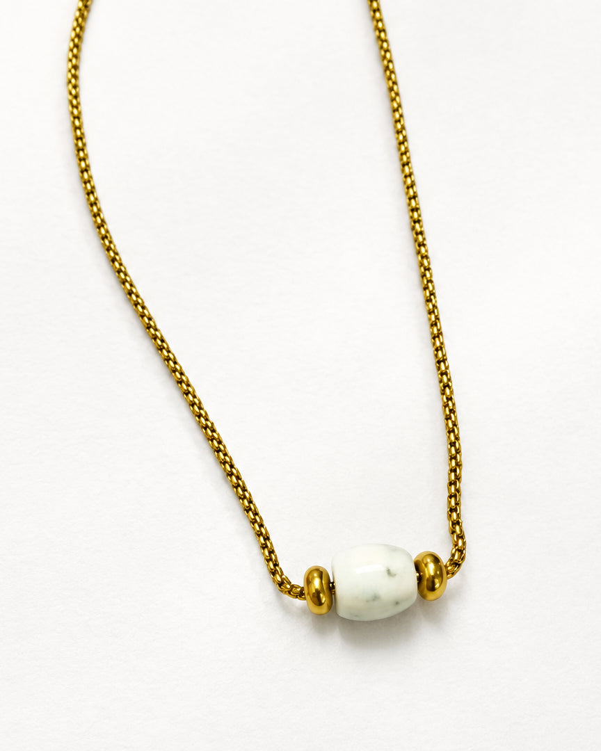 Jadeite Boxchain Necklace | Gold