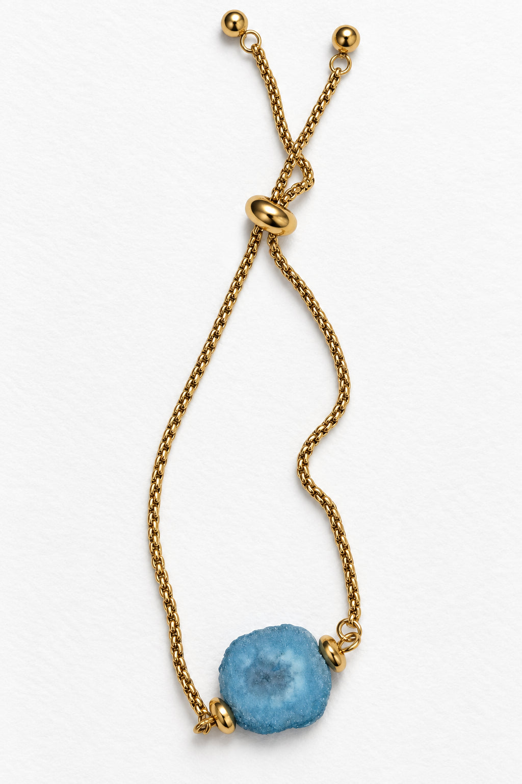 Raw Quartz Turquoise Slide Bracelet | Gold