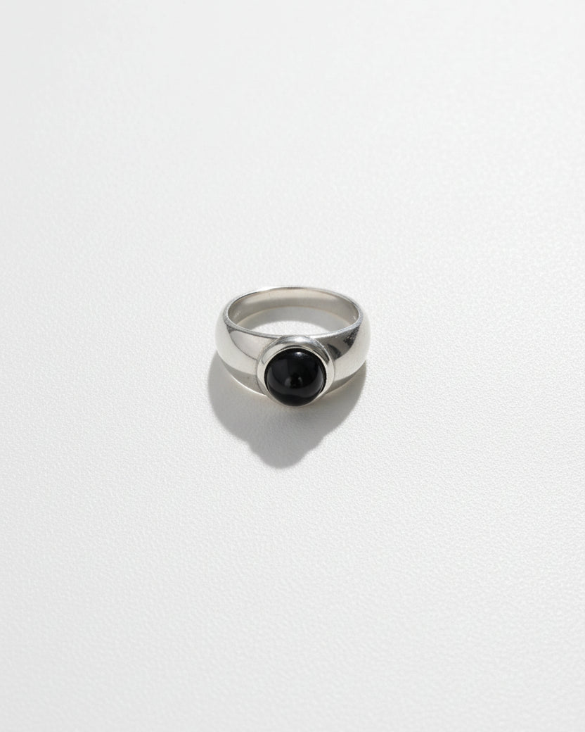 Obsidian Signet Ring | Silver