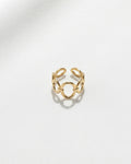 Oval Chain Plain Adjustable Ring | Gold
