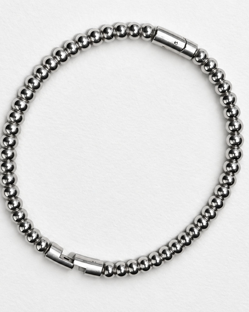 Plain Bead Bangle | Silver