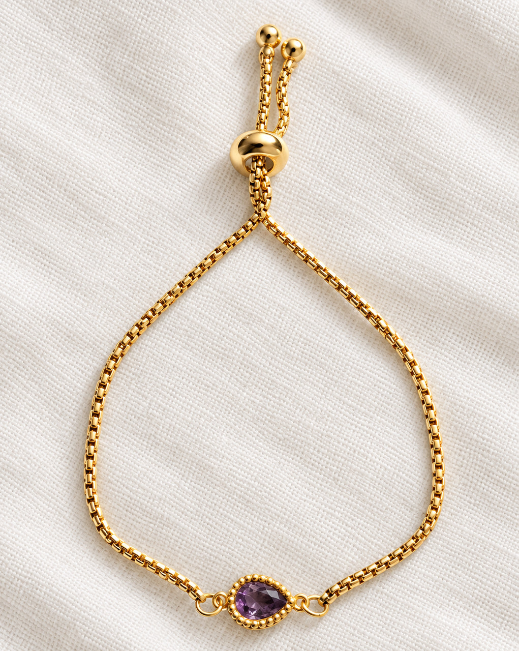 Dainty Zircon Purple Slide Bracelet | Gold