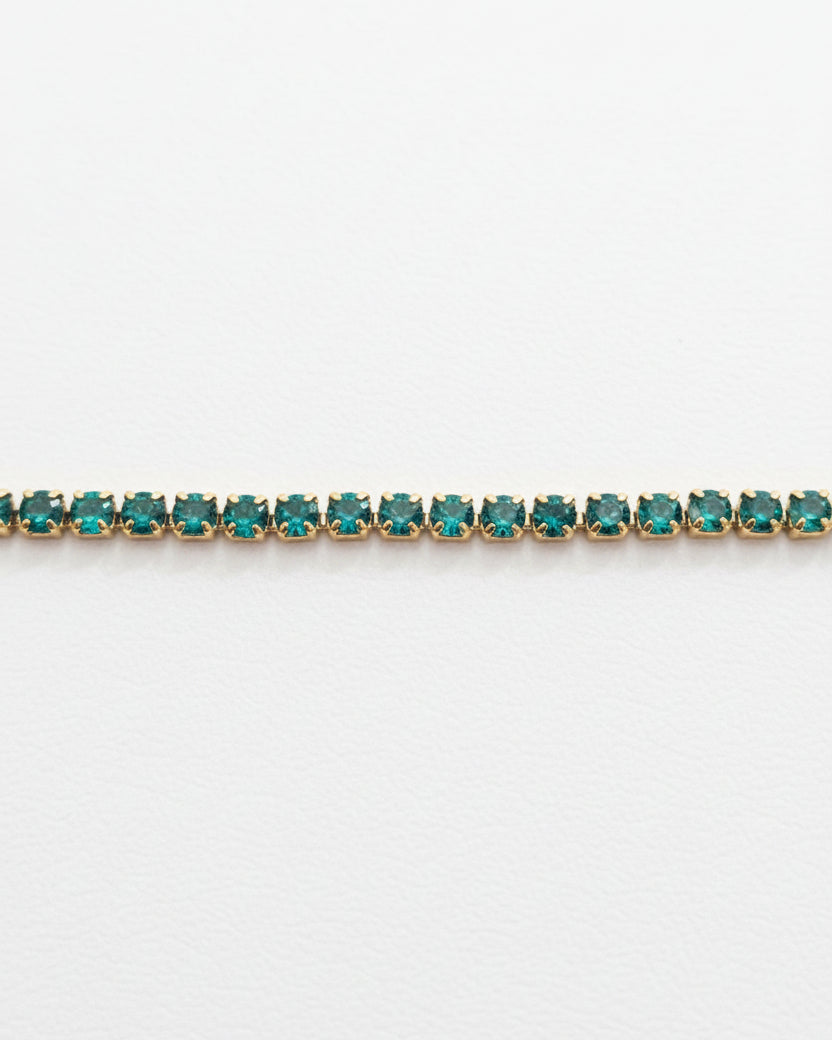 Dainty Embun Green Diamante Bracelet | Gold