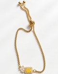 Yellow Zircon Square Slide Bracelet | Gold
