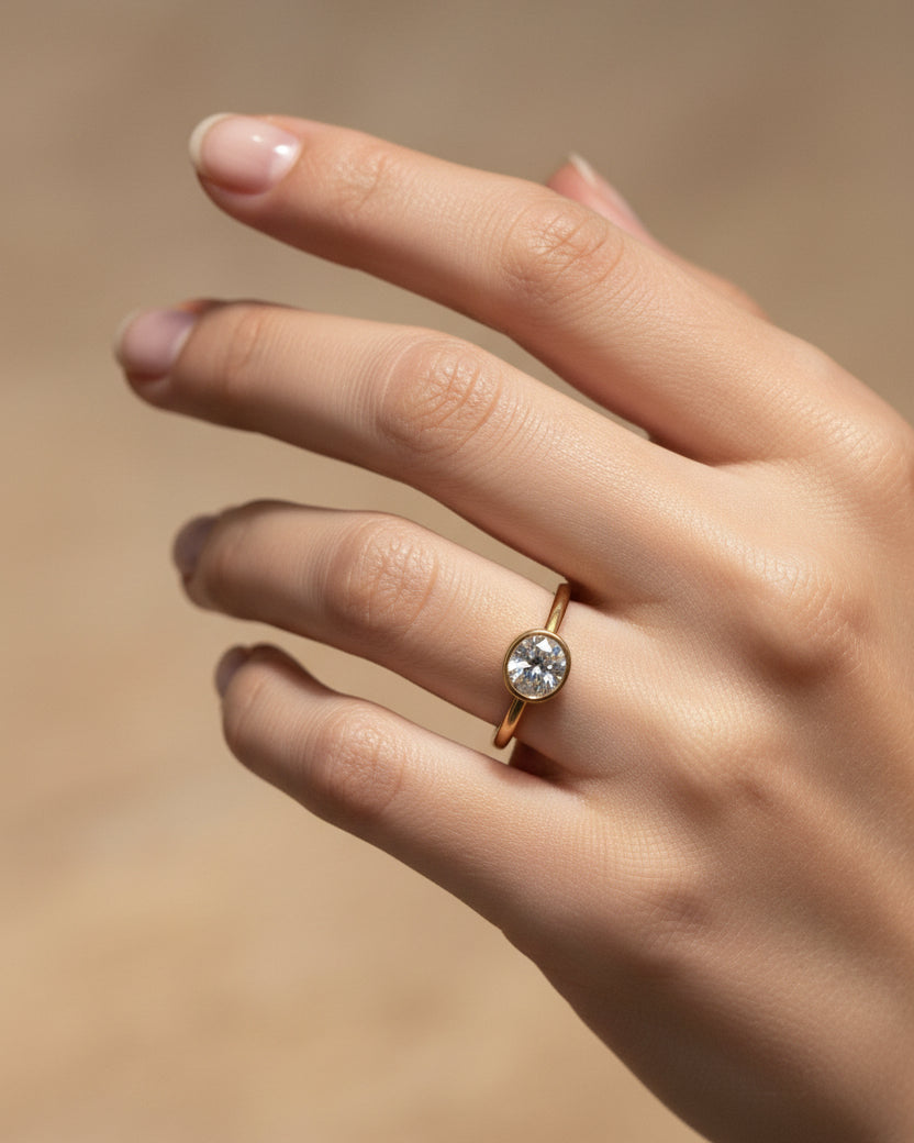 Embun Round Zircon Ring | Gold