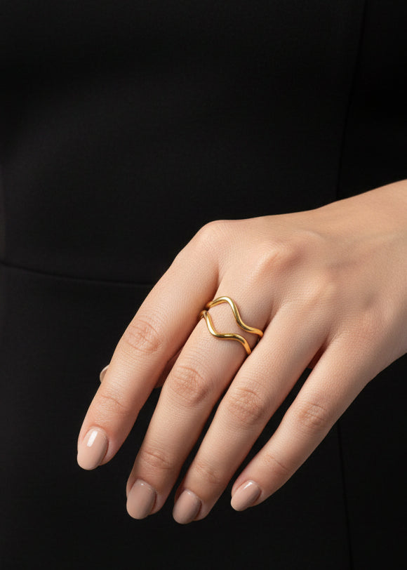 Dual Layer Adjustable Ring | Gold