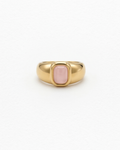 Rectangle Rose Quartz Signet Ring |Gold