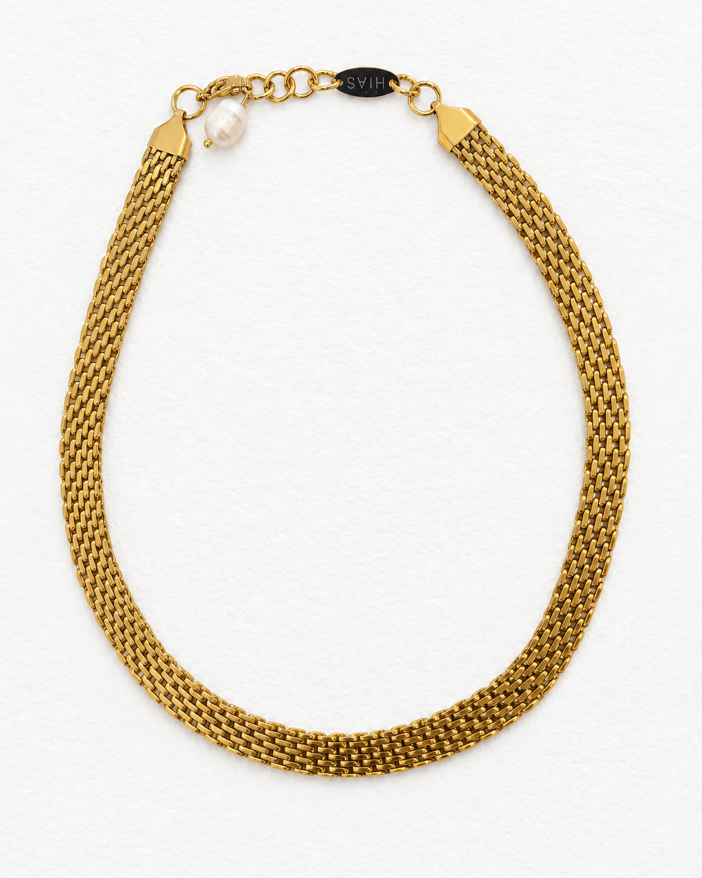 Weave Chain Necklace with Pearl | Gold