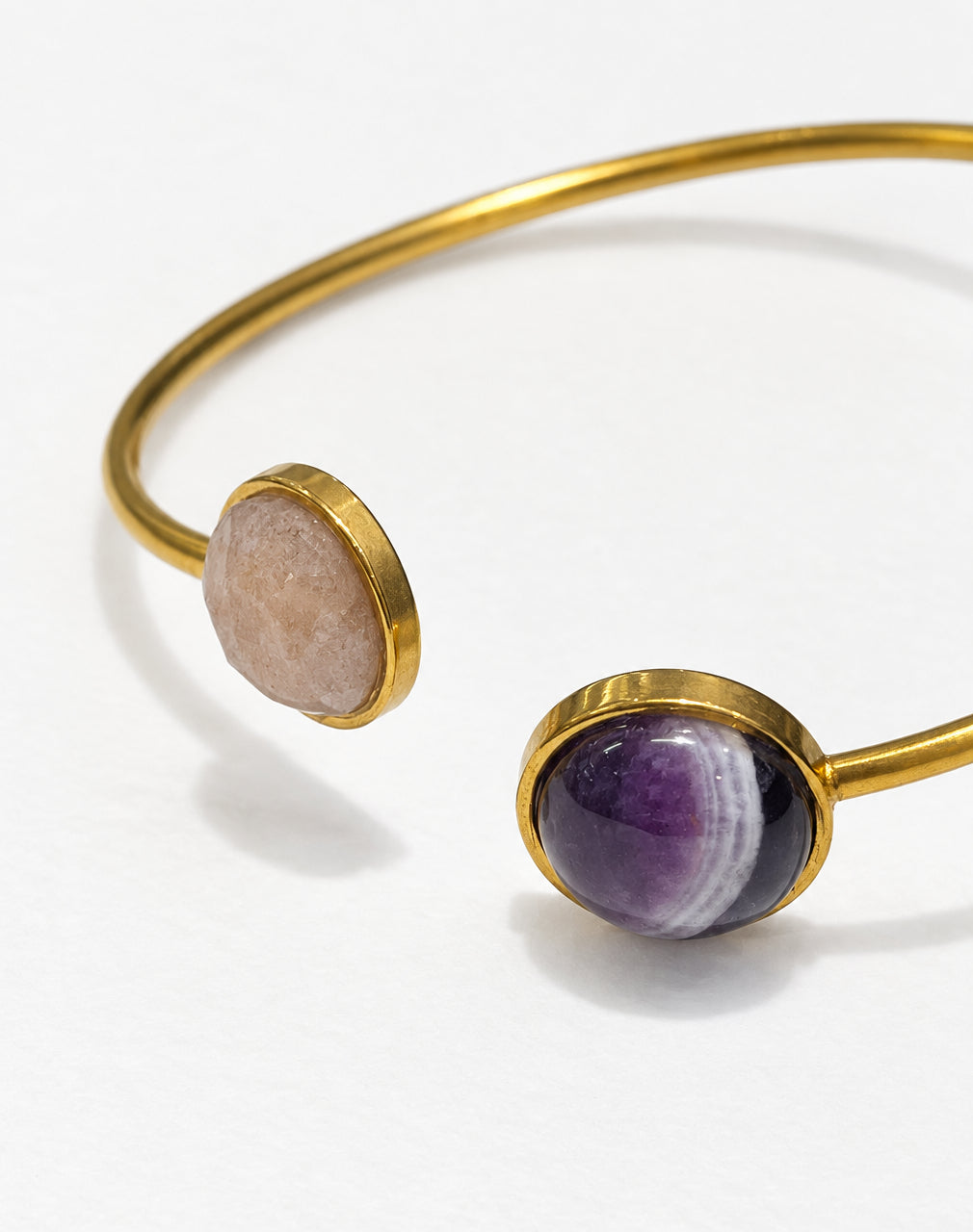 Pesona Cuff Bangle with Amethyst and Sunstone | Gold