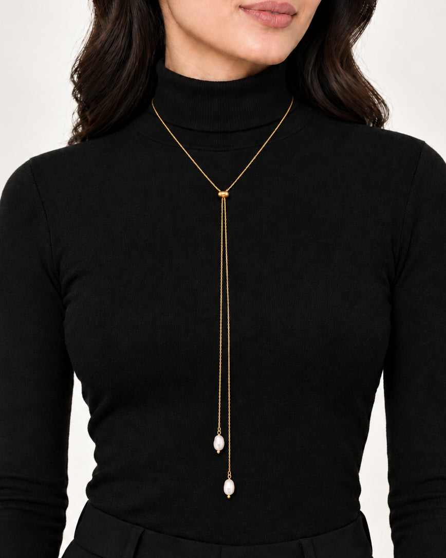 Pearl Slide Necklace | Gold