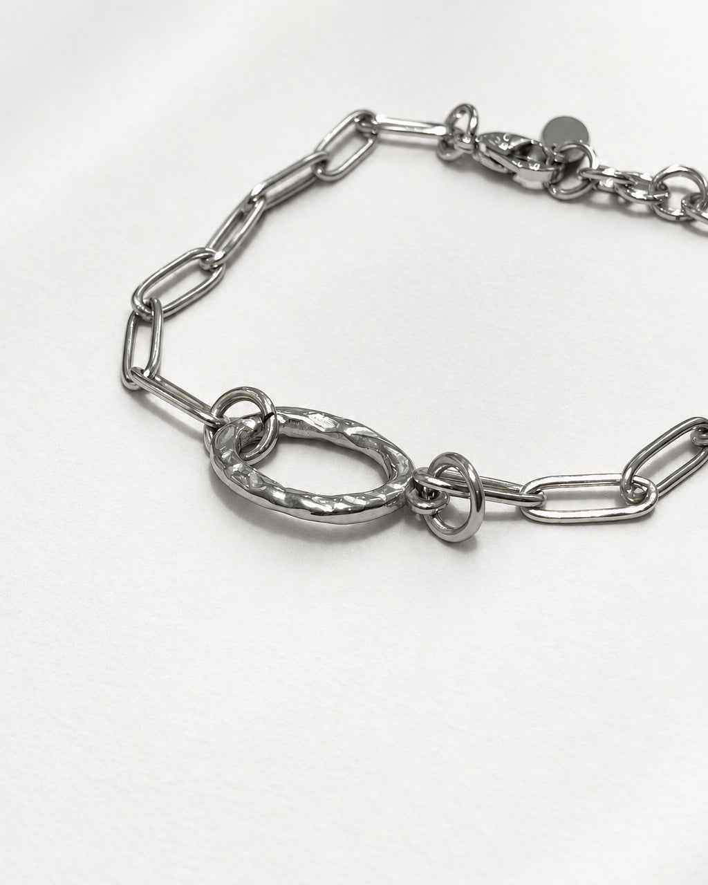 Textured Oval Plain Bracelet | Silver