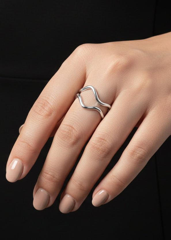 Dual Layer Adjustable Ring | Silver