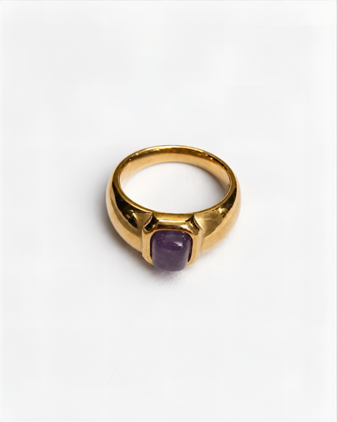 Rectangle Amethyst Signet Ring |Gold