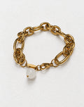 Chunky Chain Bracelet with White Jade | Gold