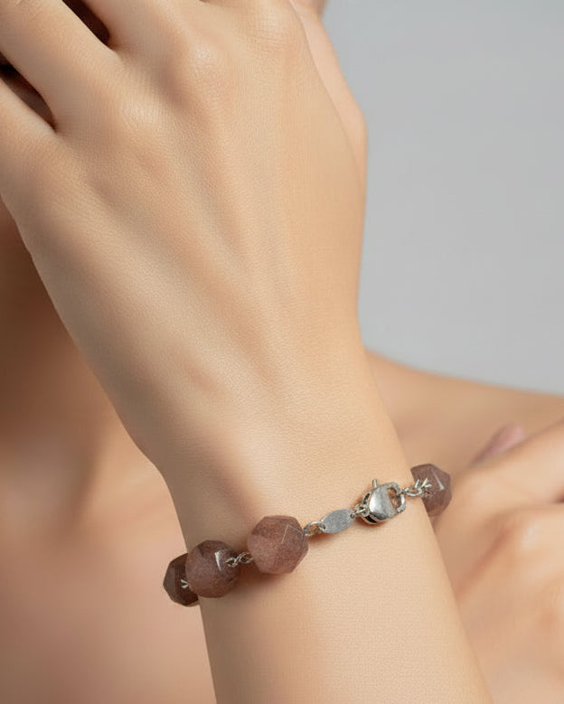 Bloom Statement Strawberry Quartz Bracelet | Silver