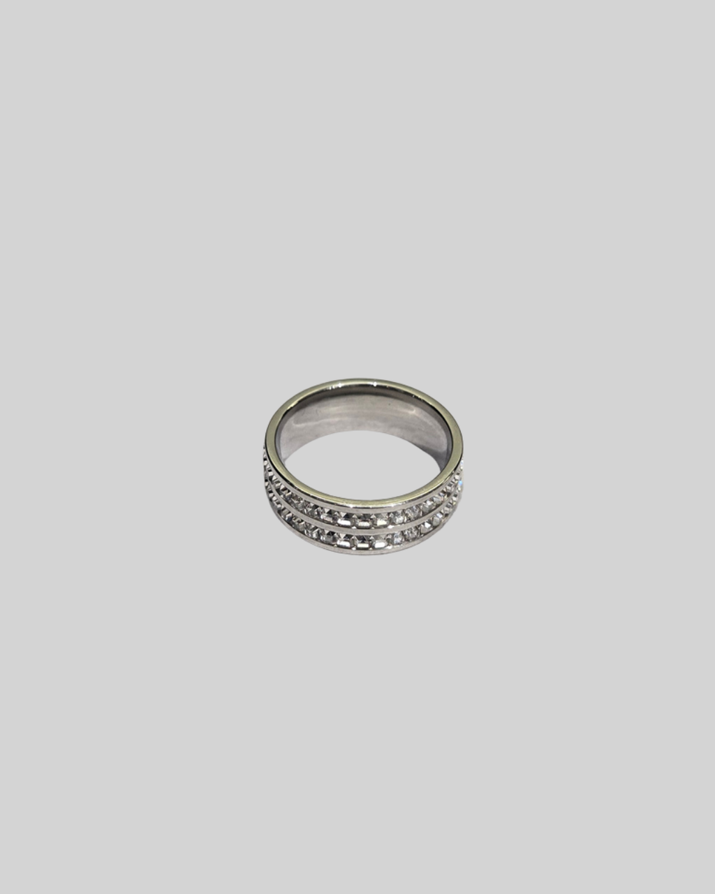 Double Layer Zircon Ring | Silver