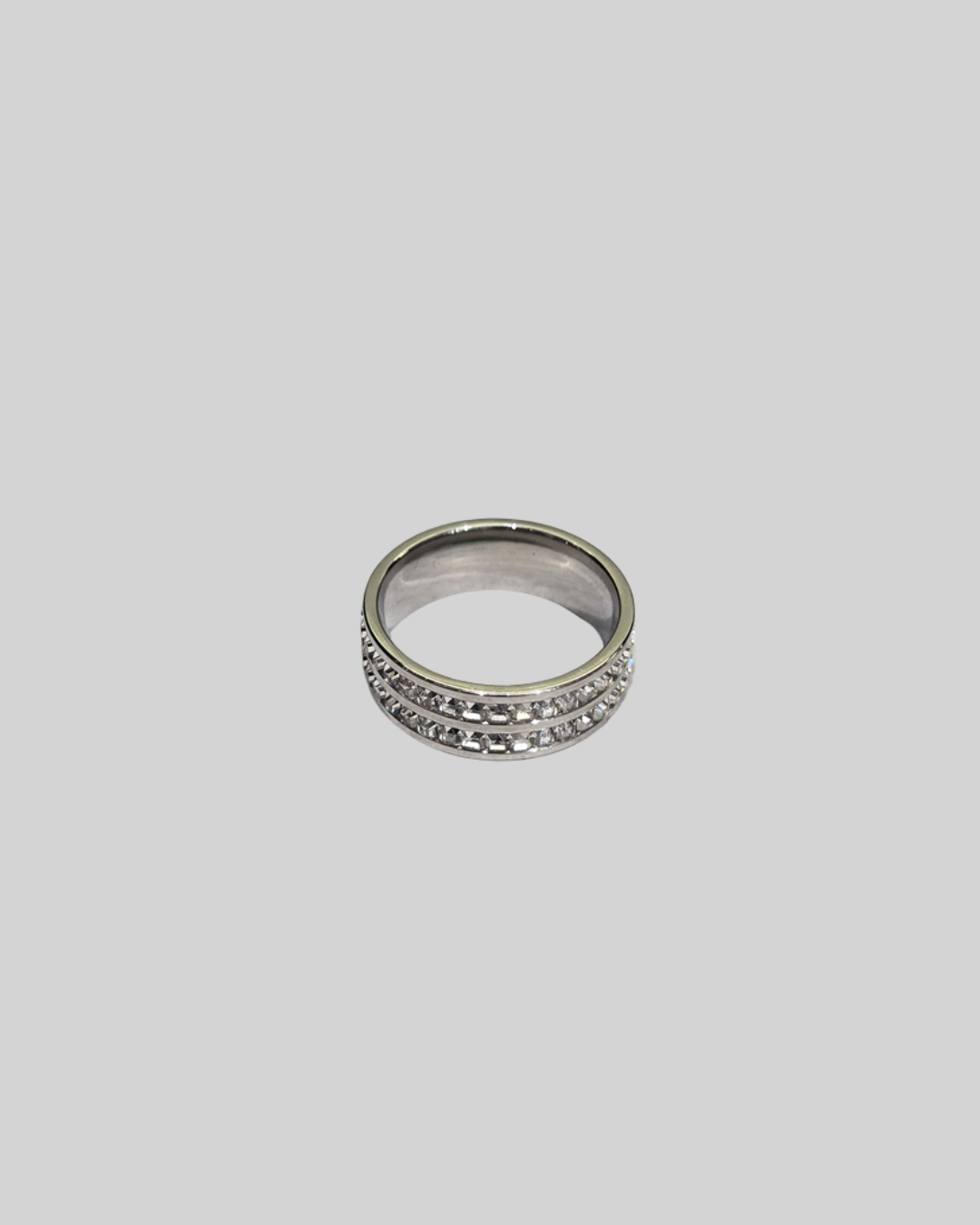 Double Layer Zircon Ring | Silver