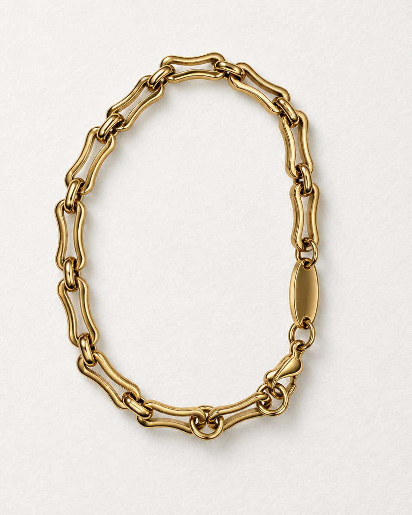 Plain Bone Link Bracelet | Gold